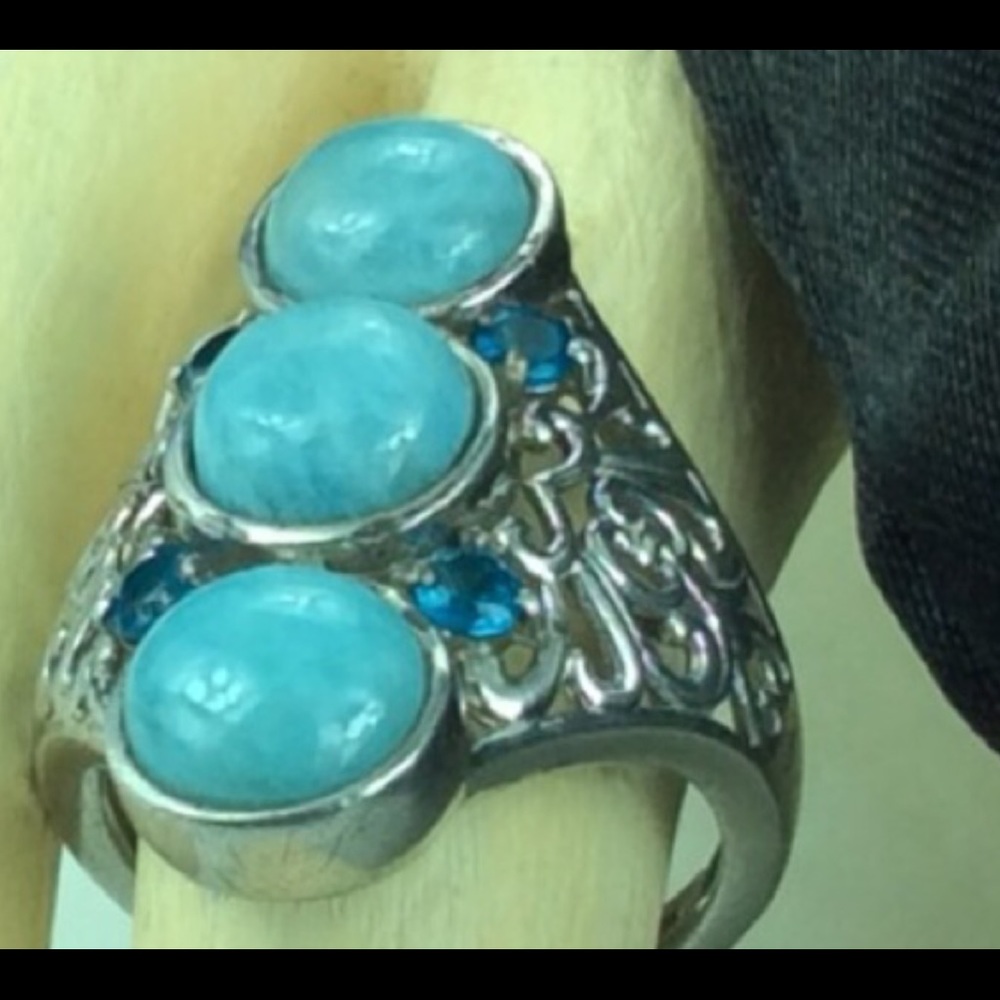 Larimar, neon appetite in sterling silver